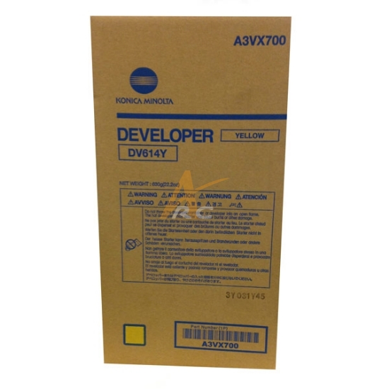 Picture of Konica Minolta A3VX700 DV614Y Yellow Developer bizhub PRESS C1060 C1070 C2070 C3080
