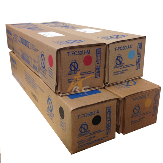 Black Cyan Magenta Yellow, 4-Pack in Retail Packaging Toshiba TFC50UK TFC50UC TFC50UM TFC50UY  e-Studio 2555 3055  3555 4555 5055 Toner Cartridge Set 